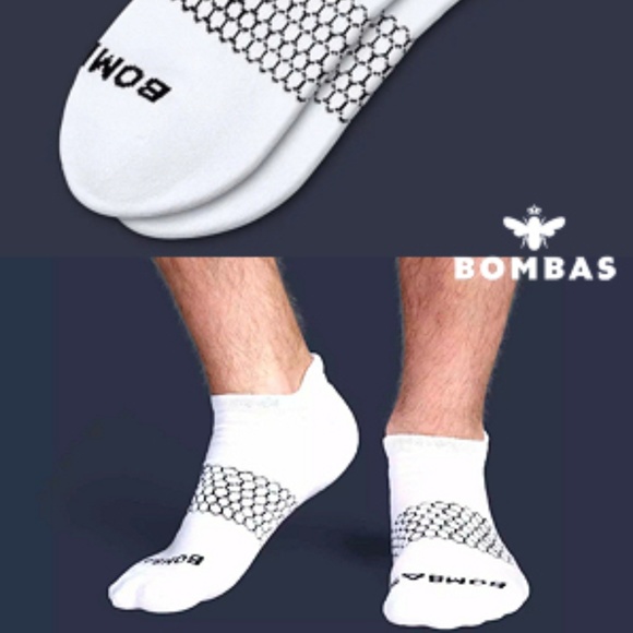 Bombas Underwear & Socks New 3 Pack White Bombas Mens Ankle Socks